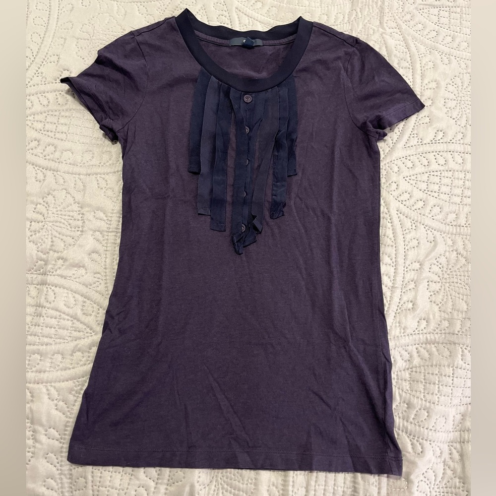 Gap Navy Blue Tee with Ribbon Accent XS